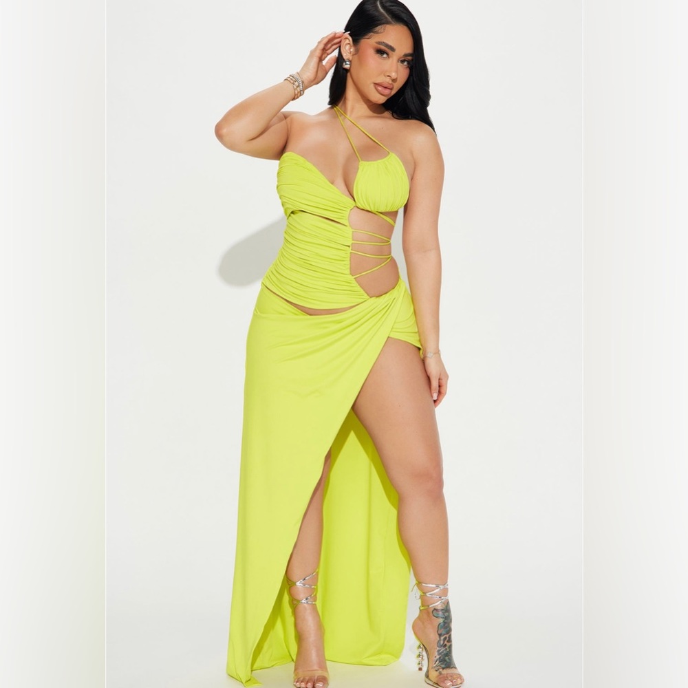 Lime cut out dress